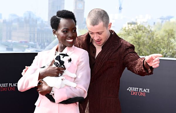 Lupita Nyong’o Brings the Cat from ‘A Quiet Place: Day One’ to London Photo Call with Joseph Quinn