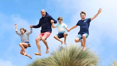 Prince William Jumps for Joy on Beach Day with His Kids in Sweet 42nd Birthday Photo Taken by Kate Middleton
