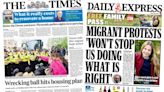 Newspaper headlines: 'PM to offer Ireland Rwanda deal' and migrant barge protests
