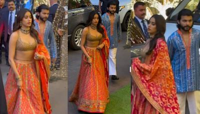 Janhvi Kapoor and Shikhar Pahariya stun in traditional attires at Anant Ambani and Radhika Merchant's Mameru ceremony