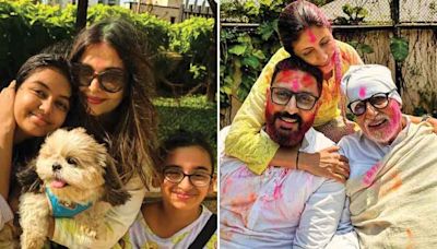 Abhishek Bachchan, Aishwarya Rai celebrate Holi with daughter Aaradhya; photos inside