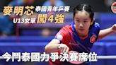 【乒乓球】麥明芯U13女單連過兩關闖4強 陳劭藍U17憾負韓國8強止步