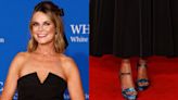 Savannah Guthrie Blossoms in Dolce & Gabbana Floral Platform Sandals at 2024 White House Correspondents Dinner