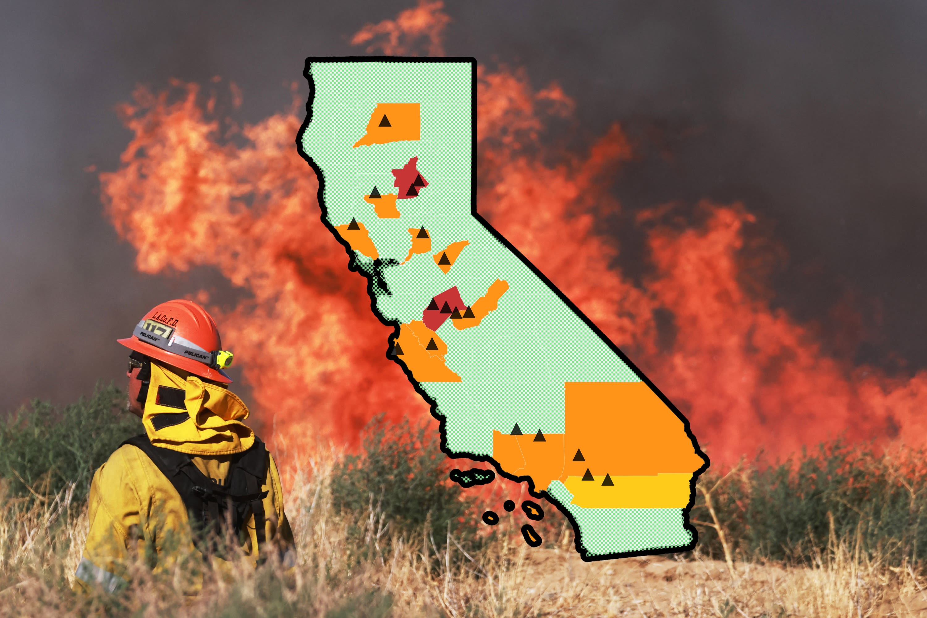 California wildfire map shows fires as 66,000 acres burn