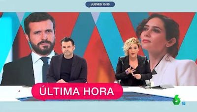 Así ha sido el susto de Iñaki López y Cristina Pardo en el plató de 'Más vale tarde'