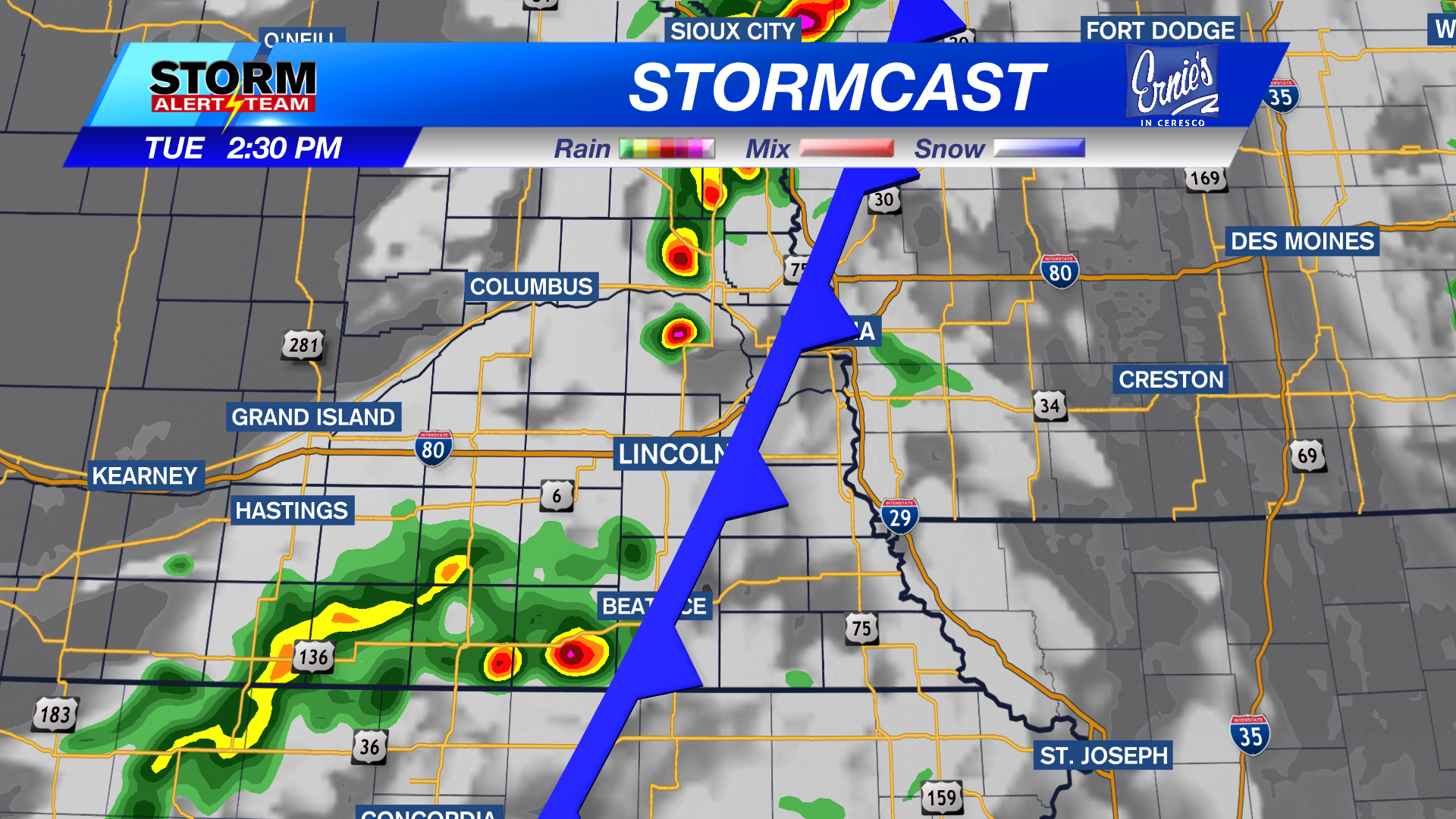 Scattered, stronger storms possible Tuesday afternoon across southeast Nebraska