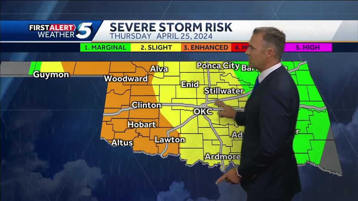 TIMELINE: Oklahoma could see storms that bring tornado risk, could produce large hail on Thursday