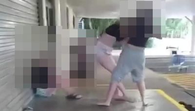 Awful moment a girl is punched in the face by another teen