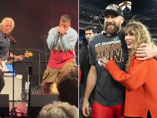 Travis Kelce Says ‘Taylor, This Is for You' as He Takes Home Karaoke Award After Belting Out Whitesnake