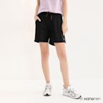 Hang Ten-女裝-REGULAR FIT冰絲織帶外抽繩吸濕排汗涼感短褲-黑