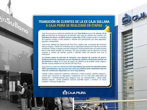 Caja Piura establecerá cronograma de atención a clientes de ex Caja Sullana: Se revelará este 19 de julio