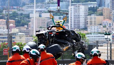 Sergio Perez’s Red Bull car in tatters after massive crash at start of Monaco Grand Prix