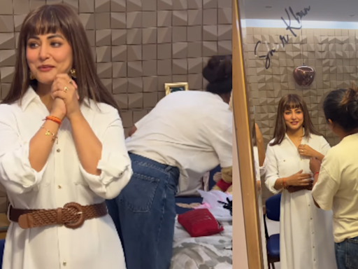 Hina Khan posts a glimpse of her first shoot wearing a wig post her first chemotherapy session; says 'The show must go on, we will keep shooting and we will win' | - Times of India