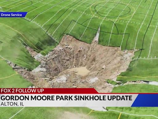 Alton sinkhole remains same size, disrupting local sports