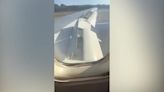 Smoke billows from plane wing after engine catches fire during take-off