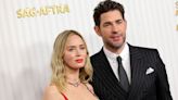 Emily Blunt Is Red Hot in a Flower-Covered Bandage Dress With John Krasinski at the 2023 SAG Awards