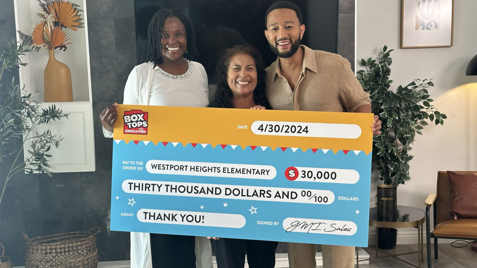 John Legend, Box Tops donate $30K to Westchester school to support low-income students