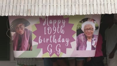 Ruth Crawford celebrating her 109th birthday with her family and sorority