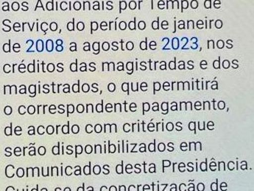 Tribunal de Justiça de SP avisa juízes que prepara pagamento de penduricalho de 15 anos