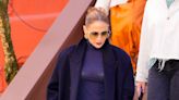 Jennifer Lopez Elevates Baggy Jeans With a Fitted Turtleneck