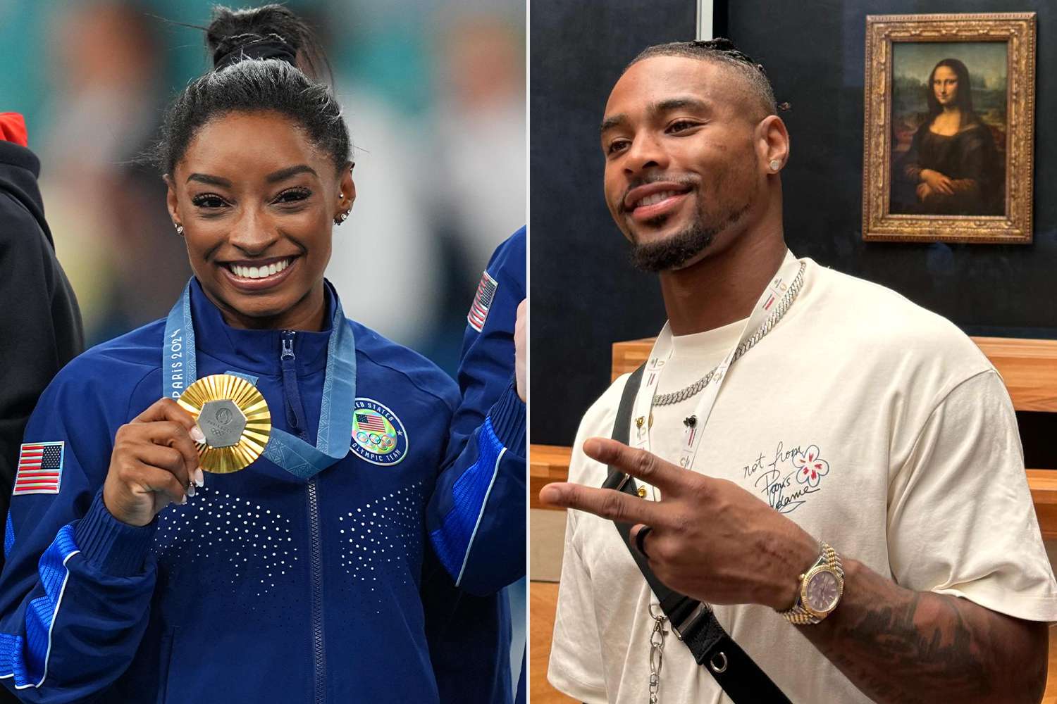 Jonathan Owens Shares Cute Photo of Wife Simone Biles Photoshopped into the Louvre After History-Making Gold Medal