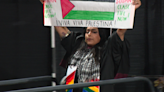 New Mexico State University graduate shows Palestinian flag display amid protests