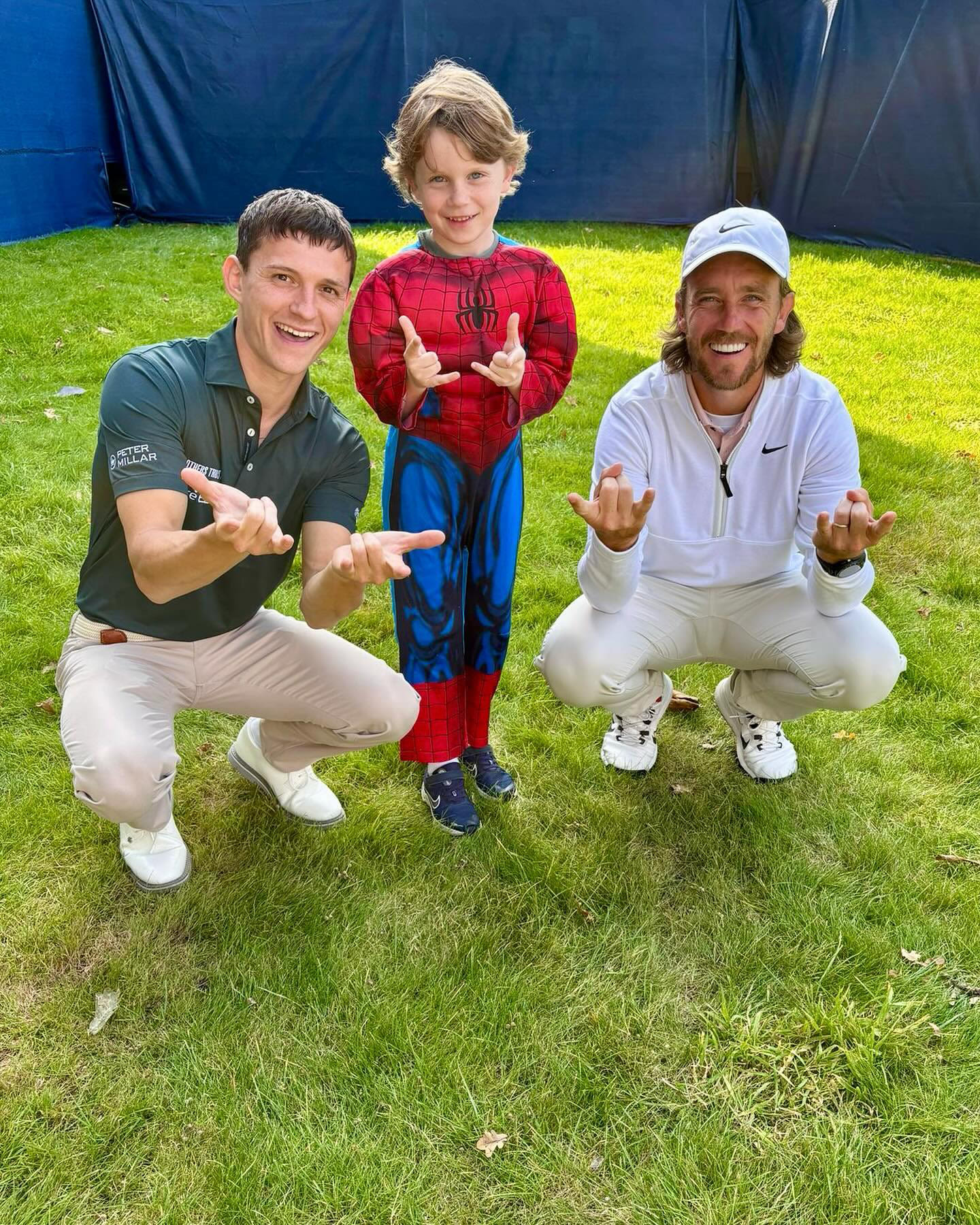 Golfer Tommy Fleetwood’s Son Adorably Meets Tom Holland While Wearing a Spider-Man Costume