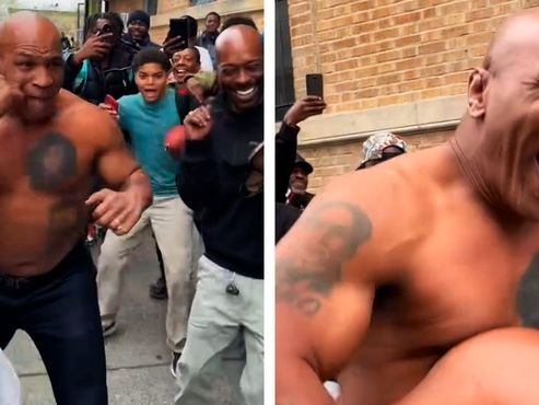 Mike Tyson entrena en una 'pelea callejera' ante un viejo rival