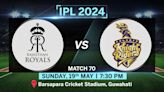 IPL 2024, RR vs KKR Live Score: Rajasthan Royals-Kolkata Knight Riders toss delayed due to rain in Guwahati