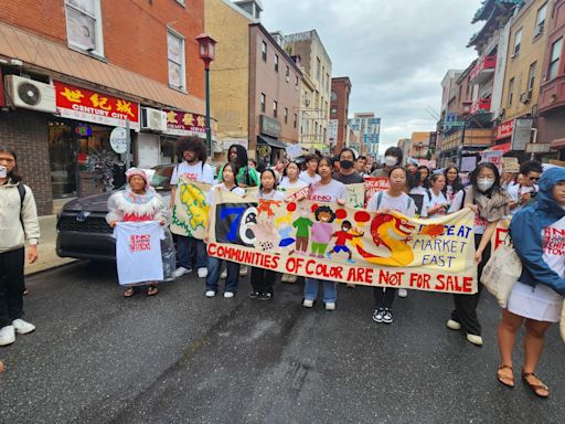 Hundreds march through Center City, Chinatown to protest the Sixers’ arena proposal