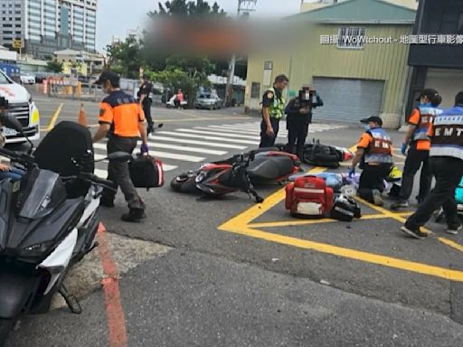 員警無號誌路口停讓行人 遭後車追撞連環車禍