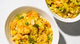 Don’t toss extra rice! Use it in this curried shrimp fried rice