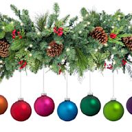 Made of evergreen foliage, such as pine, holly, and ivy Used for decoration during the Christmas season May be decorated with lights, ornaments, and other festive items