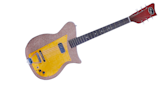 Covered in brown Zolotone paint with a Masonite body and orange plywood pickguard, Kay’s 1958 Solo King looks pretty bizarre, but this budget rock axe is a U.S.-made marvel