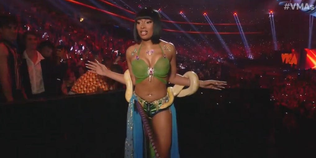 Megan Thee Stallion Perfectly Re-creates Britney Spears’s “Slave 4 U” Costume at the 2024 VMAs