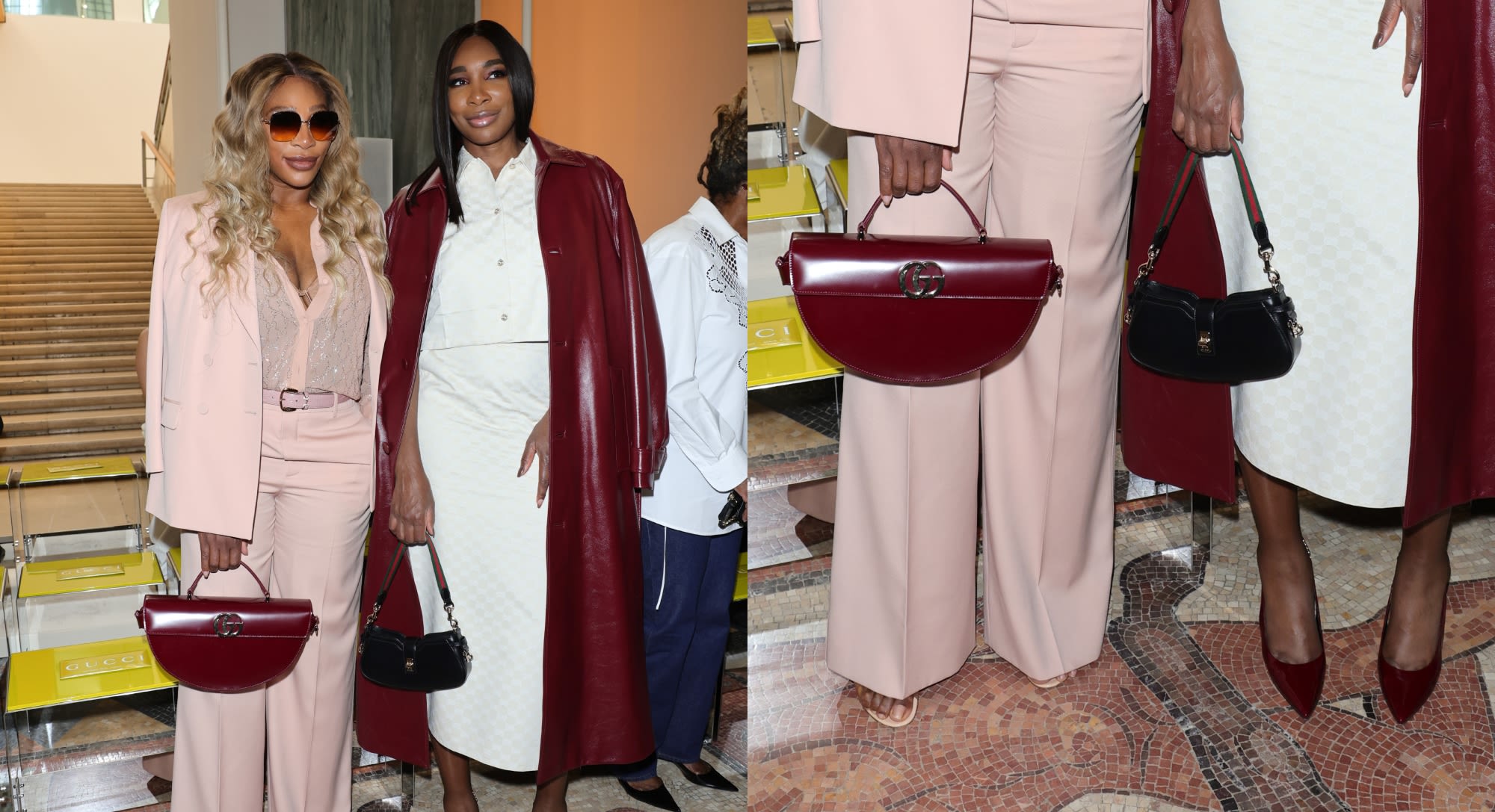 Serena Williams Wears Clear Sandals and Sister Venus Slips on Slingbacks for Gucci’s Spring 2024 Milan Fashion Week Show