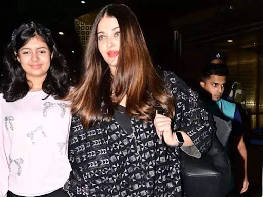 Aishwarya Rai Bachchan and daughter Aaradhya Bachchan all smiles as they return to Mumbai after shutting down a reporter in Abu Dhabi - Times of India