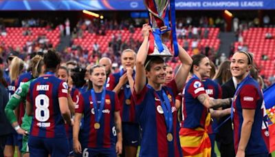 Así ha celebrado El Barça sobre el césped la Champions League femenina