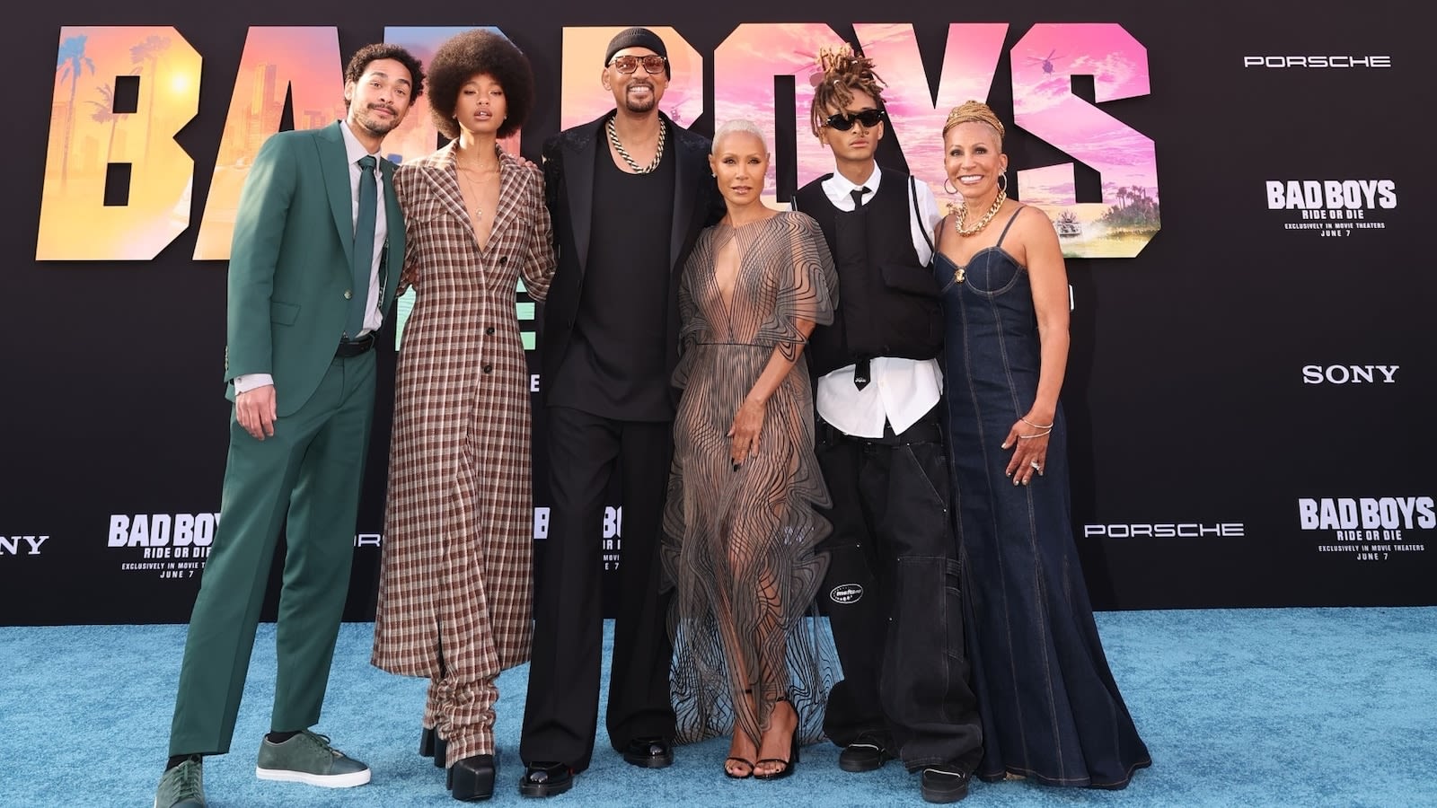 Will Smith supported by Jada Pinkett Smith, his kids at 'Bad Boys: Ride or Die' premiere