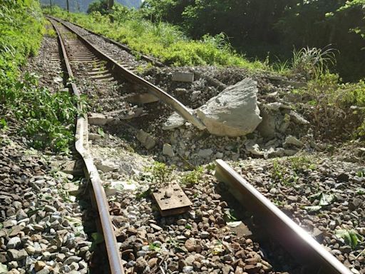 台鐵和仁=崇德「搶通1天」又遭巨石砸斷鋼軌 急改單線雙向行車