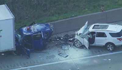 Driver killed after crashing into MSP officer on shoulder of I-75 in Lincoln Park