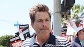 Rob Lowe and Natasha Lyonne join picket lines on first day of Hollywood writers’ strike