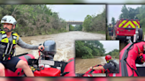 Swiftwater team trains on swollen Denton Creek in Denton County, Texas