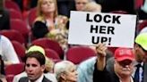 Former US president Donald Trump claimed he didn't say "lock her up," the popular chant among his supporters (such as this one pictured at the 2016 Republican National Convention) about election rival Hillary Clinton
