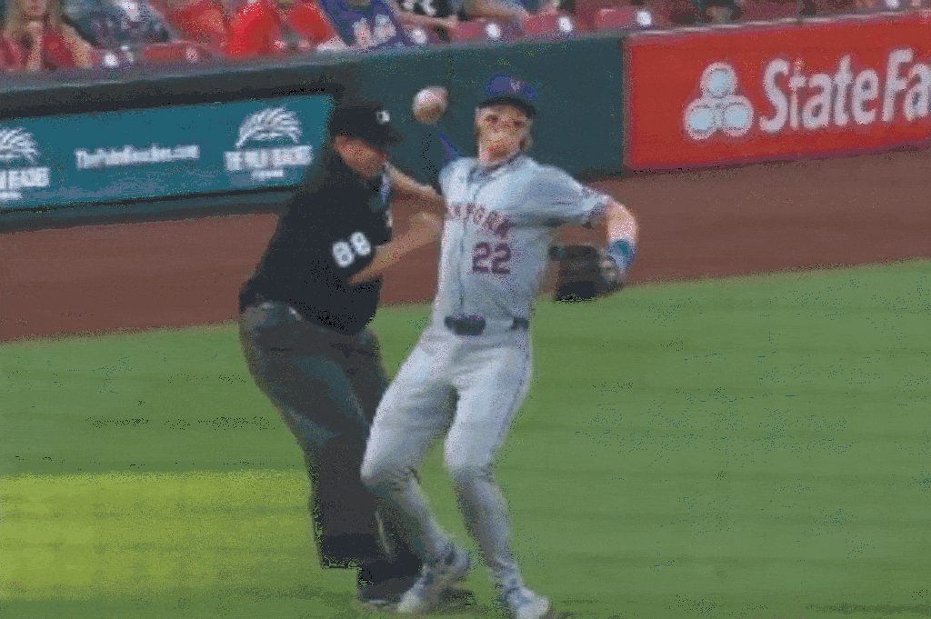 Mets’ Brett Baty runs into umpire, goes tumbling down on him in ‘embarrassing’ moment