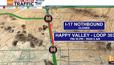 I-17 northbound to be closed for roadwork this weekend in north Phoenix