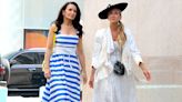 Sarah Jessica Parker and Kristin Davis on set for And Just Like That