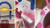 College student transforms kids’ play kitchen into adorable mini bar cart, and TikTok is obsessed