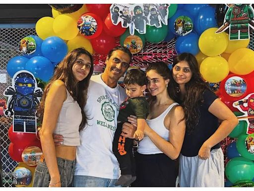 Arjun Rampal and Gabriella Demetriades celebrate sons Arik and Ariv's birthdays with a ninja-themed party | Hindi Movie News - Times of India