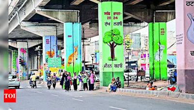 Safety Goes For A Toss As Commuters Dodge Squatters On Busy Zirakpur Flyover | Chandigarh News - Times of India